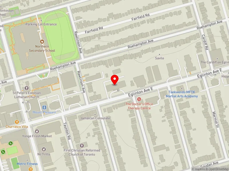 RentSafeTO apartment evaluation map view of 368 EGLINTON AVE E in Don Valley West, Toronto