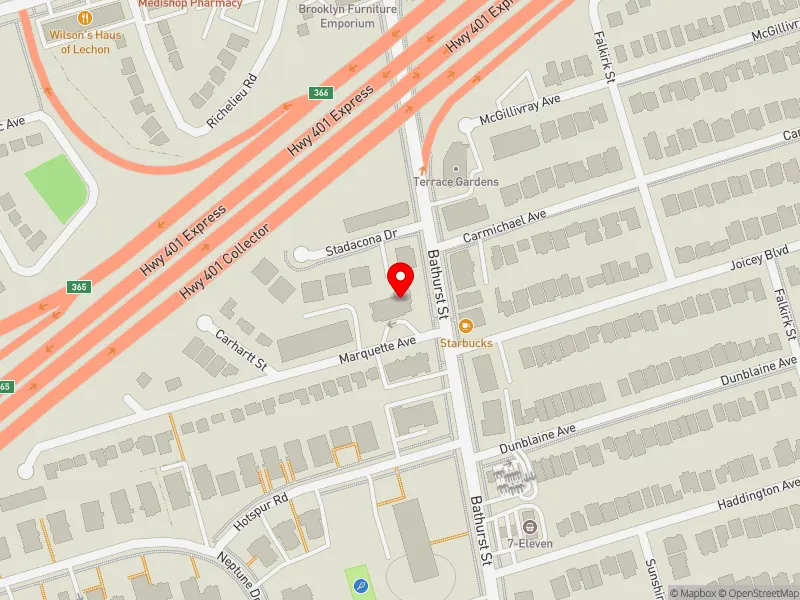 RentSafeTO apartment evaluation map view of 3690 BATHURST ST in Eglinton-Lawrence, Toronto