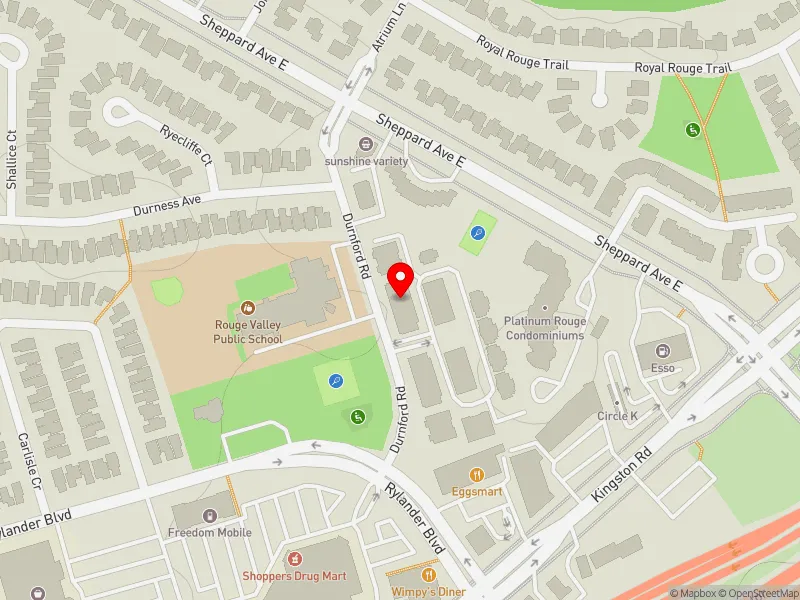 RentSafeTO apartment evaluation map view of 37 DURNFORD RD in Scarborough-Rouge Park, Toronto