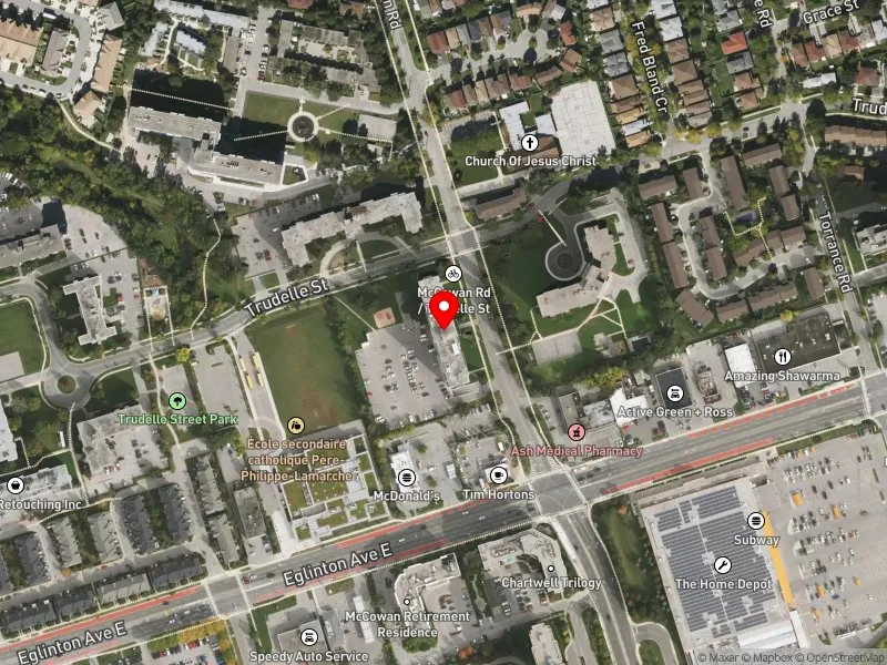 RentSafeTO apartment evaluation satellite view of 370 MCCOWAN RD in Scarborough Centre, Toronto