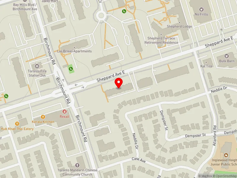 RentSafeTO apartment evaluation map view of 3735 SHEPPARD AVE E in Scarborough-Agincourt, Toronto