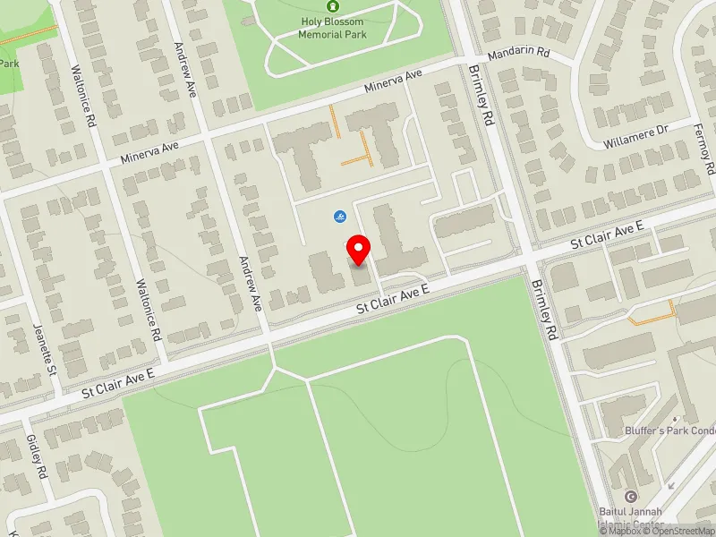 RentSafeTO apartment evaluation map view of 3738 ST CLAIR AVE E in Scarborough Southwest, Toronto