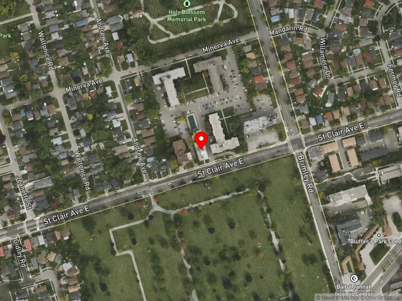 RentSafeTO apartment evaluation satellite view of 3738 ST CLAIR AVE E in Scarborough Southwest, Toronto