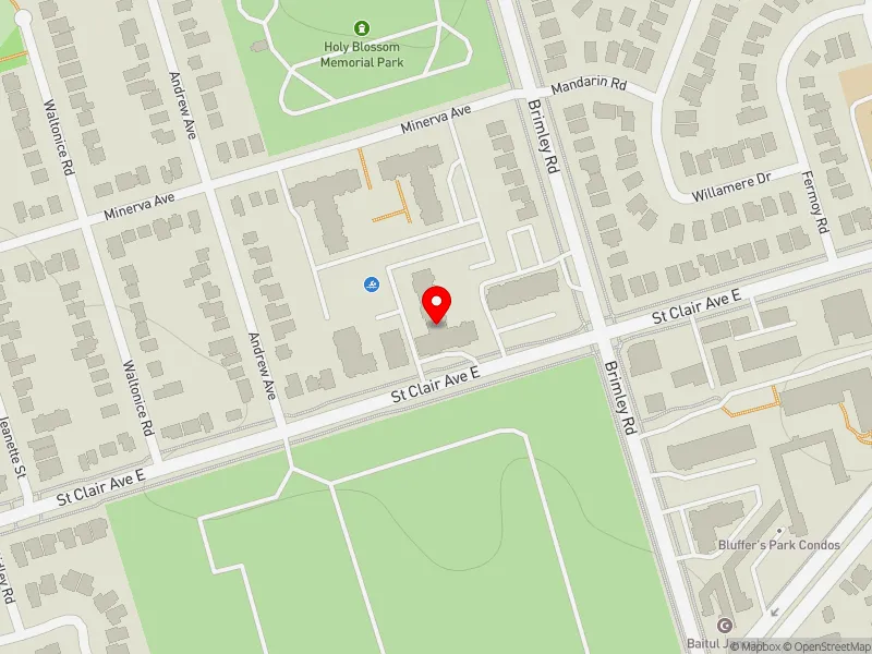 RentSafeTO apartment evaluation map view of 3744 ST CLAIR AVE E in Scarborough Southwest, Toronto