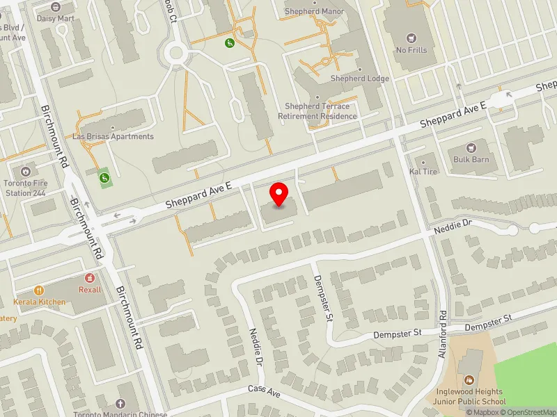 RentSafeTO apartment evaluation map view of 3747 SHEPPARD AVE E in Scarborough-Agincourt, Toronto
