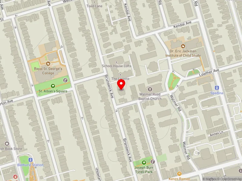 RentSafeTO apartment evaluation map view of 375 BRUNSWICK AVE in University-Rosedale, Toronto