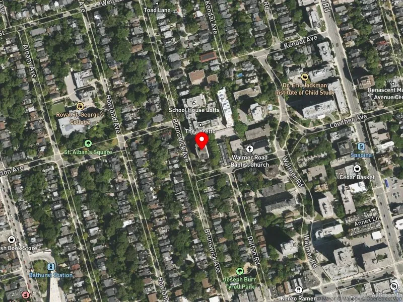 RentSafeTO apartment evaluation satellite view of 375 BRUNSWICK AVE in University-Rosedale, Toronto