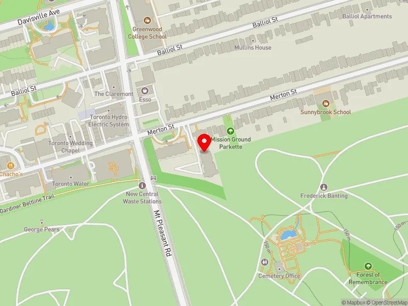 RentSafeTO apartment evaluation map view of 375 MERTON ST in Don Valley West, Toronto
