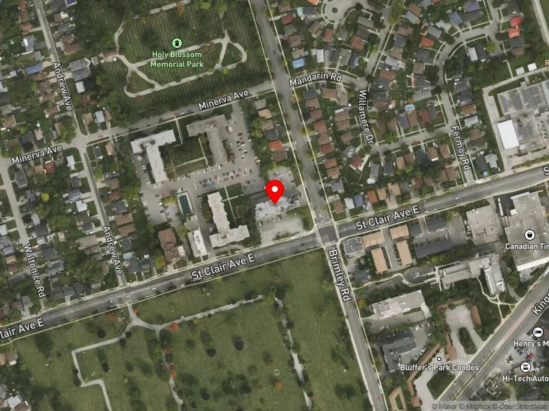 RentSafeTO apartment evaluation satellite view of 3750 ST CLAIR AVE E in Scarborough Southwest, Toronto