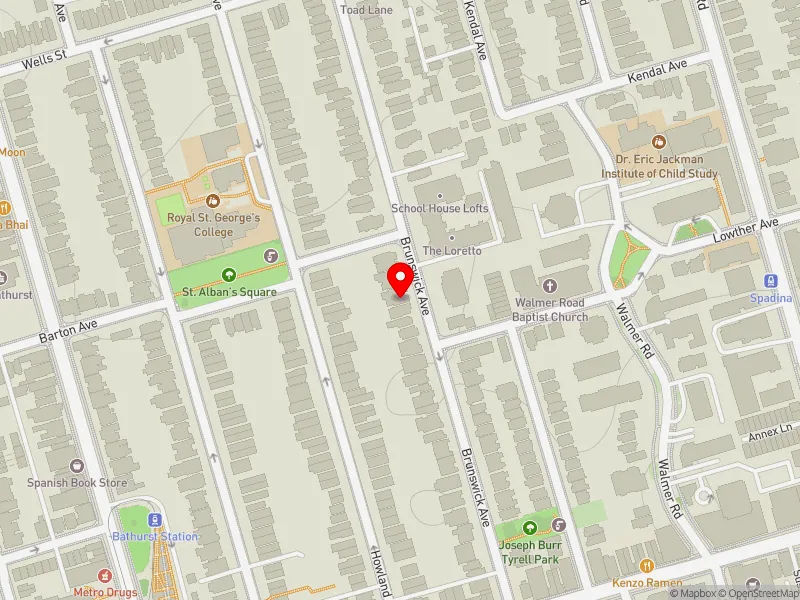 RentSafeTO apartment evaluation map view of 376 BRUNSWICK AVE in University-Rosedale, Toronto