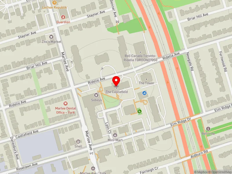 RentSafeTO apartment evaluation map view of 377 RIDELLE AVE in Eglinton-Lawrence, Toronto