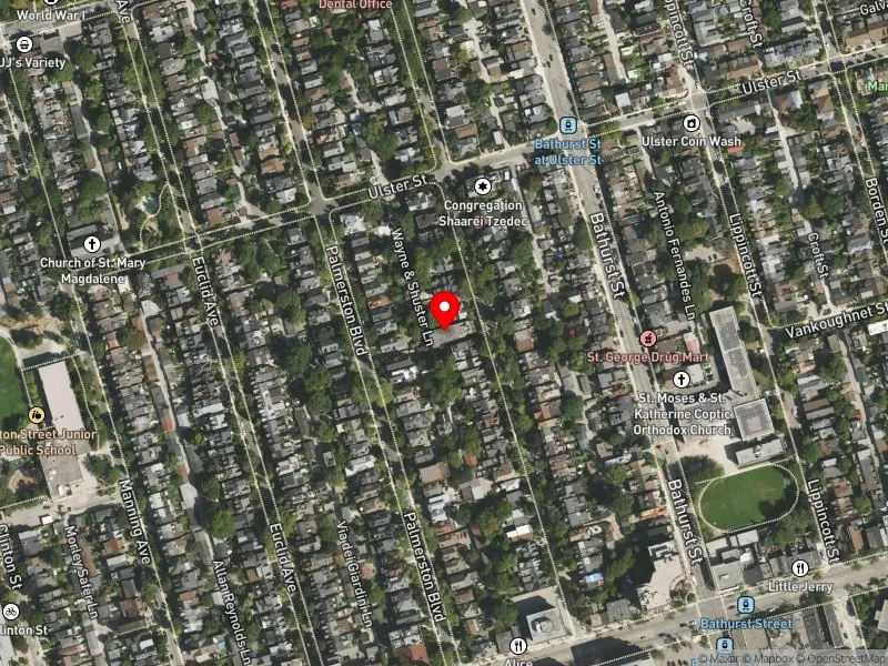 RentSafeTO apartment evaluation satellite view of 378 MARKHAM ST in University-Rosedale, Toronto