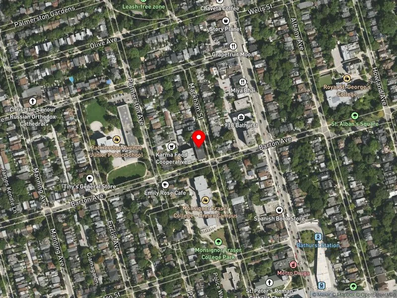 RentSafeTO apartment evaluation satellite view of 38 BARTON AVE in University-Rosedale, Toronto