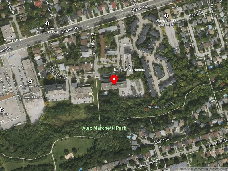 RentSafeTO apartment evaluation satellite view of 38 DIXINGTON CRES in Etobicoke Centre, Toronto
