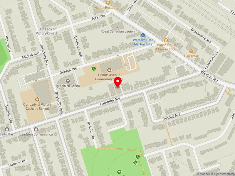 RentSafeTO apartment evaluation map view of 38 LAMBTON AVE in York South-Weston, Toronto