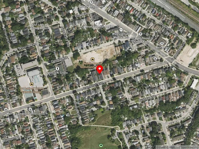 RentSafeTO apartment evaluation satellite view of 38 LAMBTON AVE in York South-Weston, Toronto