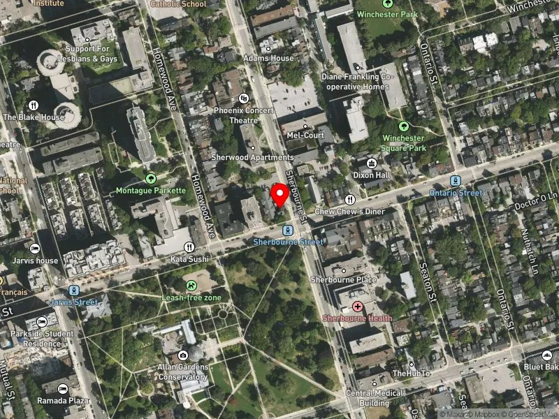 RentSafeTO apartment evaluation satellite view of 380 SHERBOURNE ST in Toronto Centre, Toronto