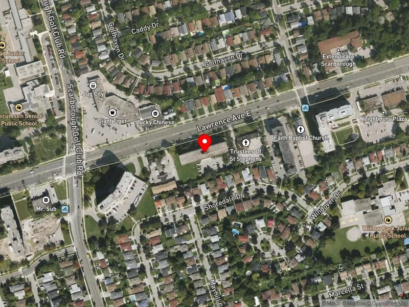 RentSafeTO apartment evaluation satellite view of 3801 LAWRENCE AVE E in Scarborough-Guildwood, Toronto