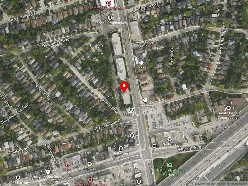 RentSafeTO apartment evaluation satellite view of 3810 BATHURST ST in York Centre, Toronto