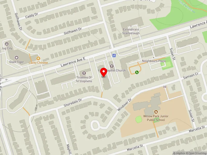 RentSafeTO apartment evaluation map view of 3827 LAWRENCE AVE E in Scarborough-Guildwood, Toronto