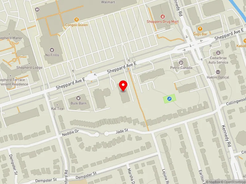 RentSafeTO apartment evaluation map view of 3845 SHEPPARD AVE E in Scarborough-Agincourt, Toronto