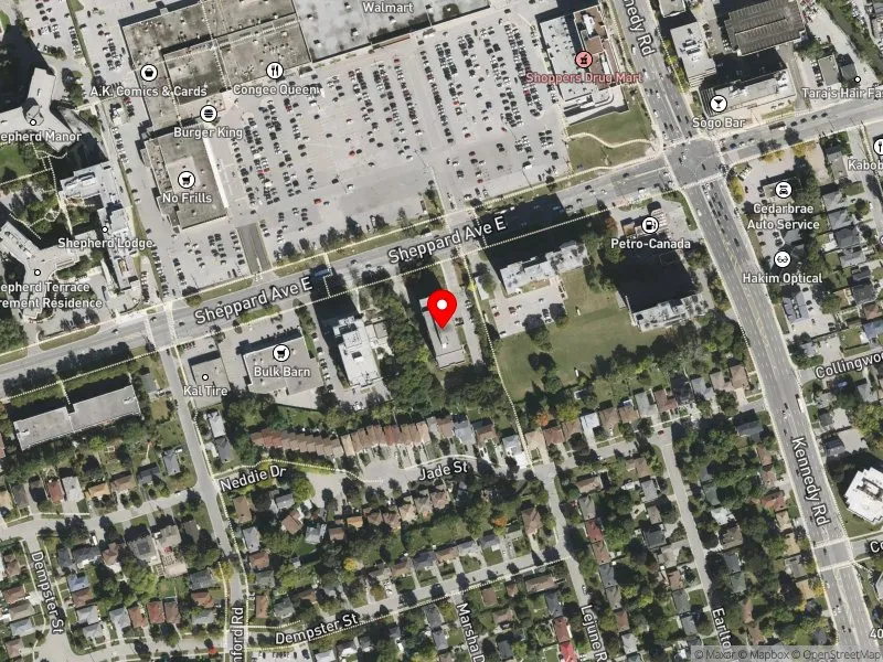 RentSafeTO apartment evaluation satellite view of 3845 SHEPPARD AVE E in Scarborough-Agincourt, Toronto