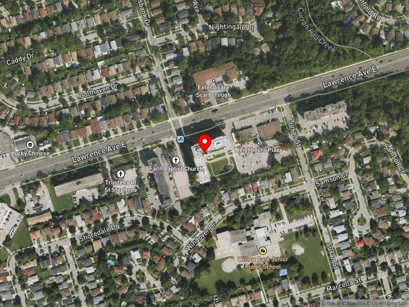 RentSafeTO apartment evaluation satellite view of 3847 LAWRENCE AVE E in Scarborough-Guildwood, Toronto
