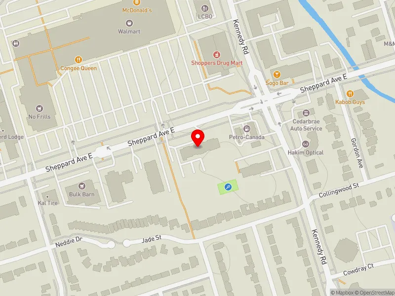 RentSafeTO apartment evaluation map view of 3875 SHEPPARD AVE E in Scarborough-Agincourt, Toronto