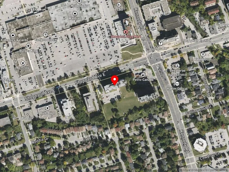 RentSafeTO apartment evaluation satellite view of 3875 SHEPPARD AVE E in Scarborough-Agincourt, Toronto