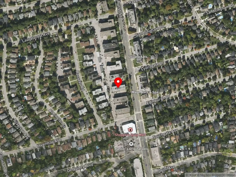 RentSafeTO apartment evaluation satellite view of 3884 BATHURST ST in York Centre, Toronto