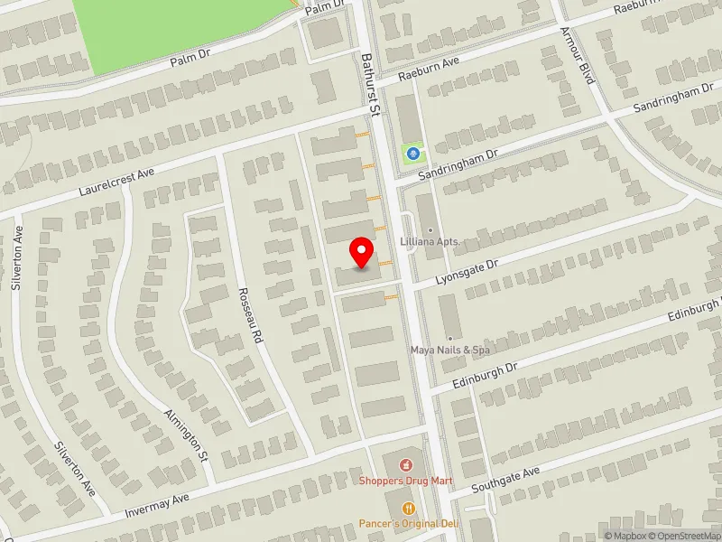 RentSafeTO apartment evaluation map view of 3888 BATHURST ST in York Centre, Toronto
