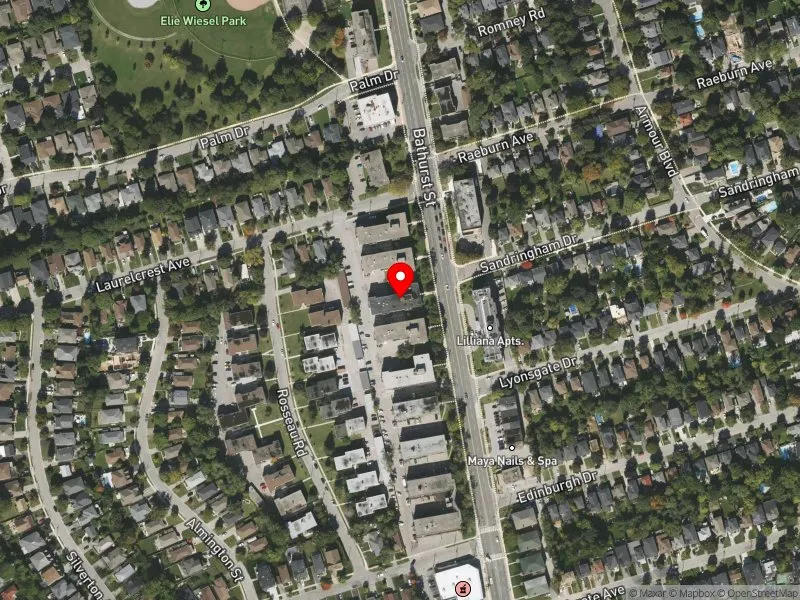 RentSafeTO apartment evaluation satellite view of 3892 BATHURST ST in York Centre, Toronto