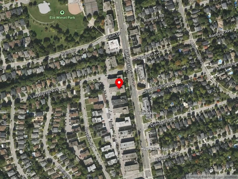 RentSafeTO apartment evaluation satellite view of 3894 BATHURST ST in York Centre, Toronto