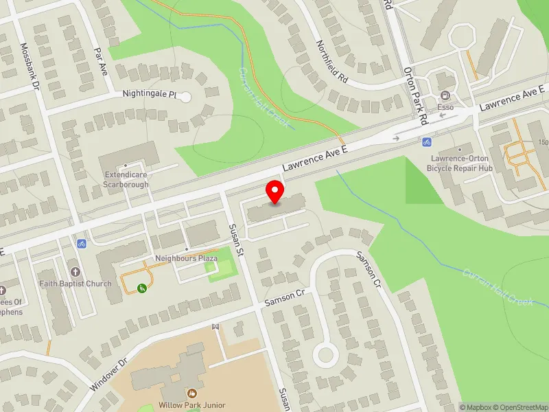RentSafeTO apartment evaluation map view of 3895 LAWRENCE AVE E in Scarborough-Guildwood, Toronto
