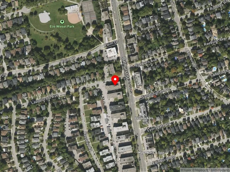 RentSafeTO apartment evaluation satellite view of 3896 BATHURST ST in York Centre, Toronto