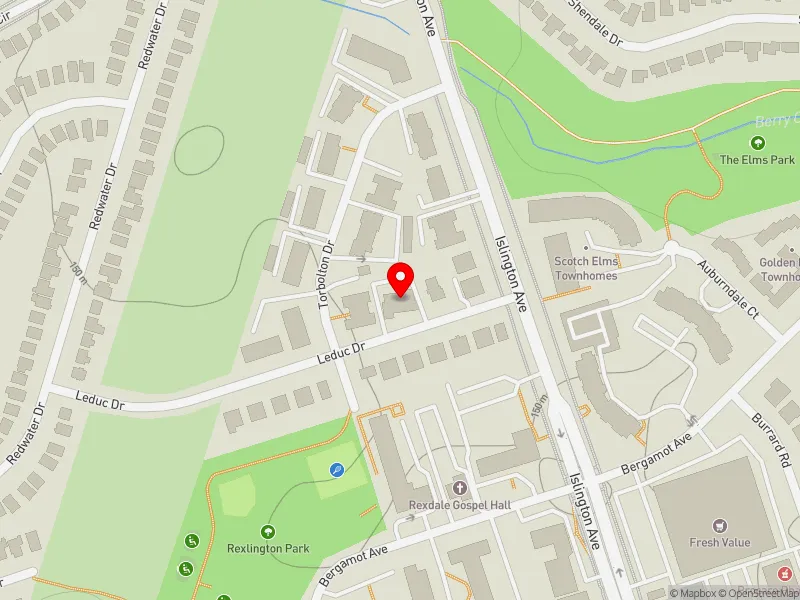 RentSafeTO apartment evaluation map view of 39 LEDUC DR in Etobicoke North, Toronto