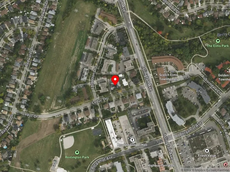 RentSafeTO apartment evaluation satellite view of 39 LEDUC DR in Etobicoke North, Toronto