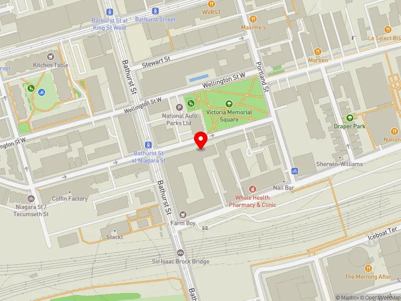 RentSafeTO apartment evaluation map view of 39 NIAGARA ST in Spadina-Fort York, Toronto