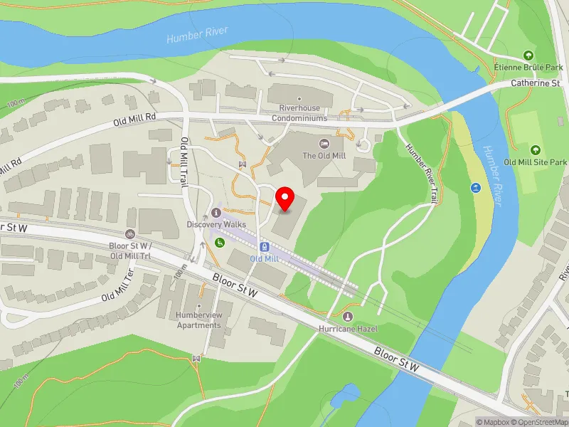 RentSafeTO apartment evaluation map view of 39 OLD MILL RD in Etobicoke-Lakeshore, Toronto