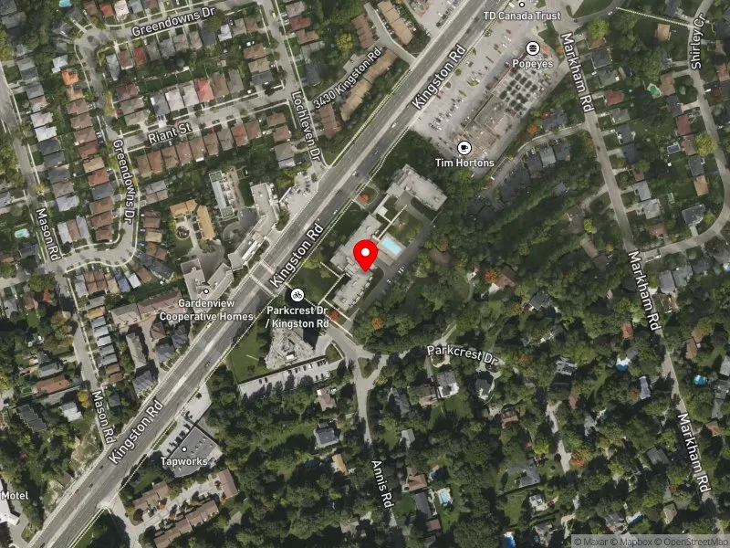 RentSafeTO apartment evaluation satellite view of 39 PARKCREST DR in Scarborough Southwest, Toronto