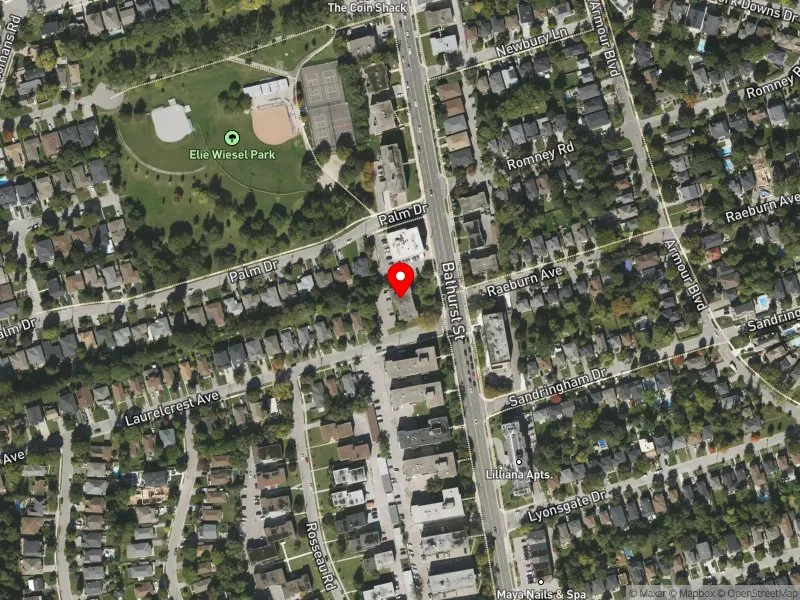 RentSafeTO apartment evaluation satellite view of 3908 BATHURST ST in York Centre, Toronto