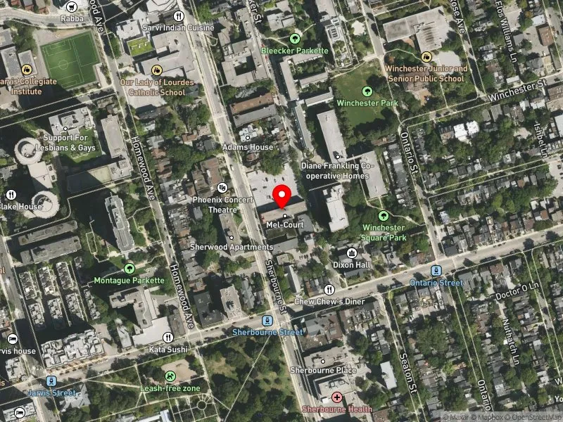 RentSafeTO apartment evaluation satellite view of 391 SHERBOURNE ST in Toronto Centre, Toronto