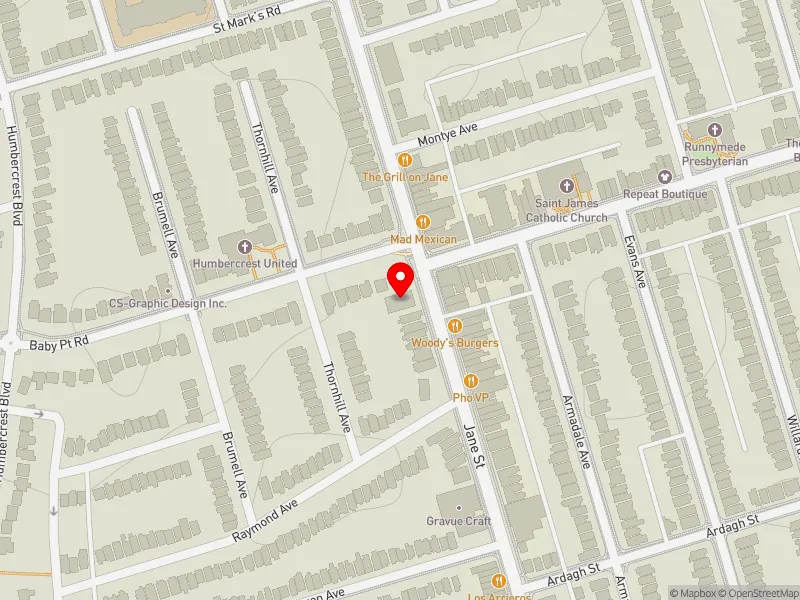 RentSafeTO apartment evaluation map view of 392 JANE ST in Parkdale-High Park, Toronto