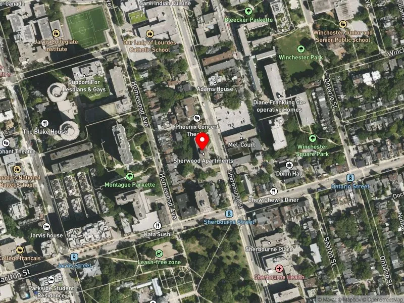 RentSafeTO apartment evaluation satellite view of 392 SHERBOURNE ST in Toronto Centre, Toronto