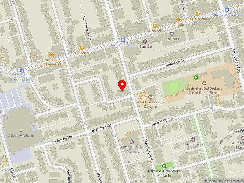 RentSafeTO apartment evaluation map view of 394 DOVERCOURT RD in Davenport, Toronto