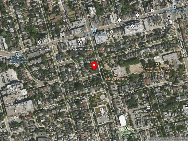 RentSafeTO apartment evaluation satellite view of 394 DOVERCOURT RD in Davenport, Toronto