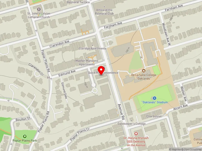 RentSafeTO apartment evaluation map view of 396 AVENUE RD in Toronto-St. Paul's, Toronto