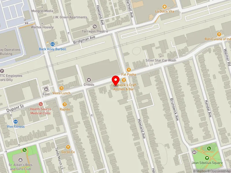 RentSafeTO apartment evaluation map view of 399 DUPONT ST in University-Rosedale, Toronto