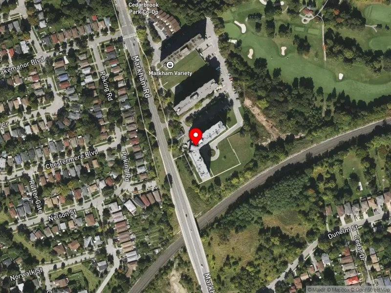RentSafeTO apartment evaluation satellite view of 399 MARKHAM RD in Scarborough-Guildwood, Toronto