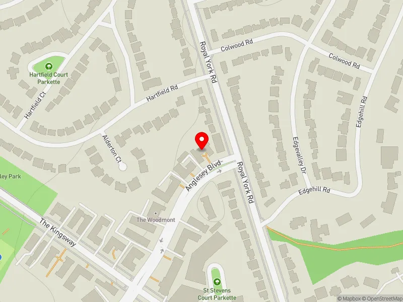 RentSafeTO apartment evaluation map view of 4 ANGLESEY BLVD in Etobicoke Centre, Toronto